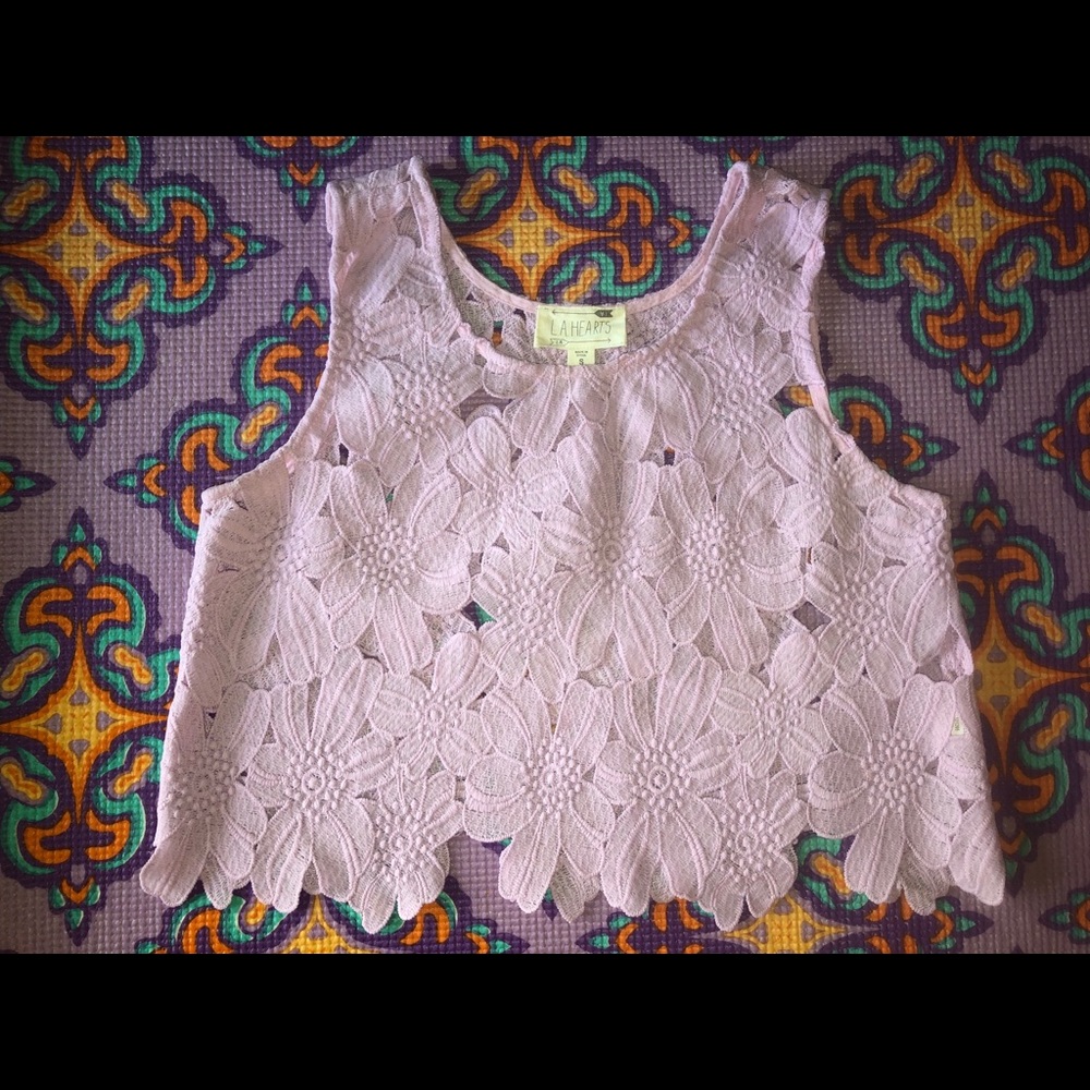 Lilac floral cut out crop top